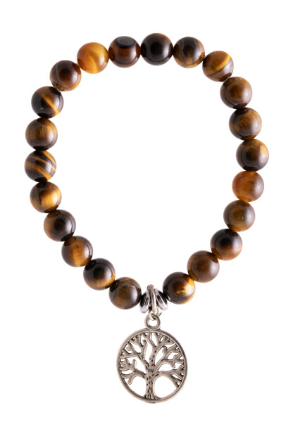 Tigers eye bracelet with Yggdrasil charm